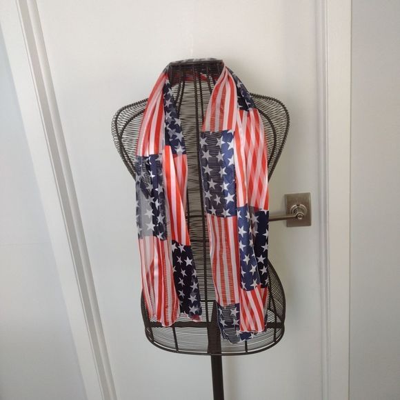 American Flag rectangle scarf red white and blue scarf - Picture 1 of 4